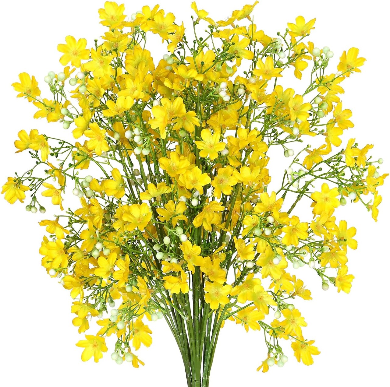 Artificial Flowers 8PCS Silk Flowers with Long Stems (Yellow) 1.96"D x 3.14"W x 25.6"H